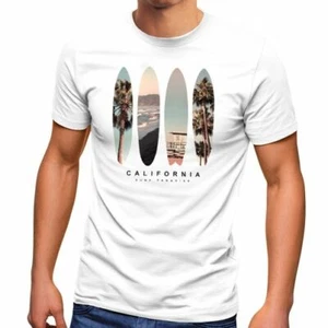 Herren T-Shirt California Surf Paradise Surfboards Grafik Foto Print - Bild 1 von 9
