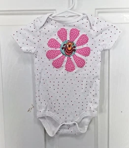 Baby Girl ss one piece, Circo, size 3/6M, white with polka dots, added flower - Picture 1 of 4