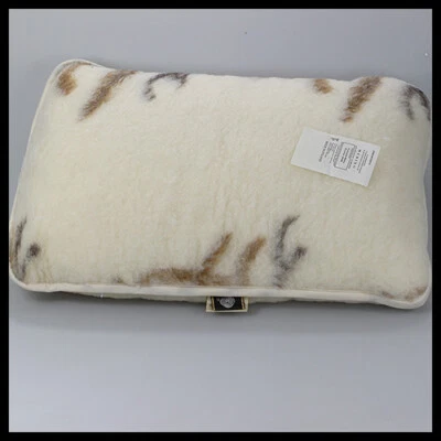 REMES Merino Wool Breathable Brown Beige Rectangle Cushion Bed Pillow 60x40 - Image 1 of 4