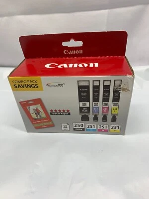 Canon Combo Pack ChromaLife 100+ 250PGBK/251 C,M, Y & Photo Paper *New - Image 1 of 4