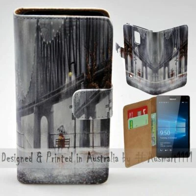 For Nokia Series - Rain Over Bridge Theme Print Wallet Mobile Phone Case Cover - Image 1 of 3