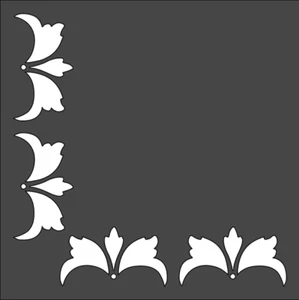 1- 5.5x5.5 inch Stencil, (VO-19) Leaf Corner (6mil) - Picture 1 of 2