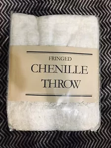 Chenille Throw - Beige Color - 40" X 70" With Fringe New - Picture 1 of 5