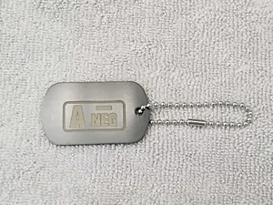 Heavy Duty Keychain, Dog Tag With Blood Type, A- Negative Reading. - Picture 1 of 8