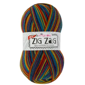 King Cole Zig Zag 4 Ply Sock Knitting Yarn 31 Colours - 75% Superwash/25% Nylon - Picture 1 of 19