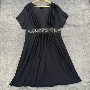 Bisou Bisou Dress Womens Plus 20W Black Rhinestone Stud Babydoll A Line Stretch - Picture 1 of 8