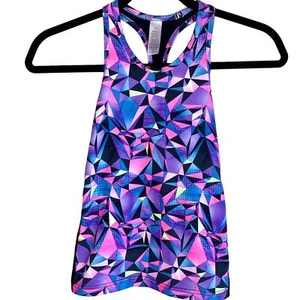 Ivivva By Lululemon Racerback Fitted Athletic Tank Top Sleeveless Geometric - Picture 1 of 10