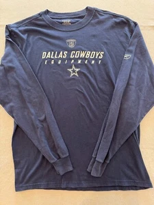 Dallas Cowboys Shirt Men's Medium Reebok NFL Football Long Sleeve Blue Cotton - Picture 1 of 5