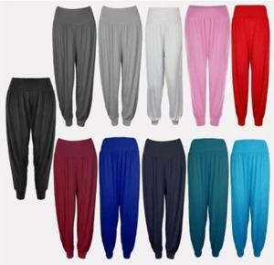 WOMENS HAREM ALI BABA PANTS LADIES TROUSERS LONG BAGGY LEGGINGS YOGA UK 8-26 - Picture 1 of 15