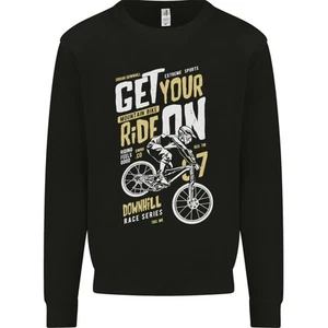Get Your Ride on Downhill Mountain Biking Kids Sweatshirt Jumper - Picture 1 of 31