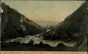 Iron Gate Gorge in der Nähe von Clifton Forge, VA 1909 Alleghany County Virginia Postkarte - Bild 1 von 2