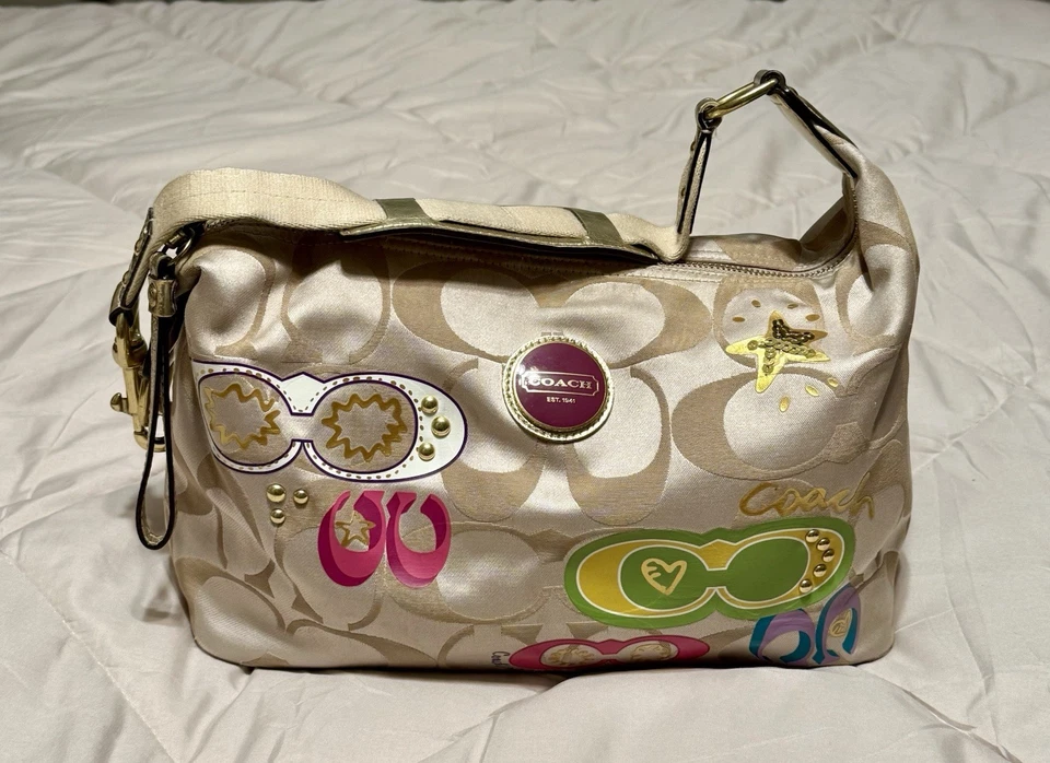 Bolso Hobo Coach F17586 Dorado y Multicolor Cartera de Hombro Firma C Foto 1 de 4
