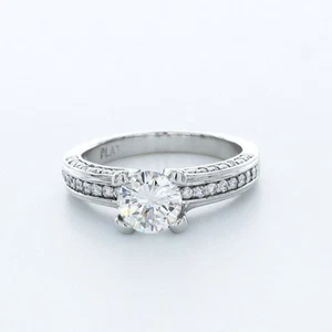 2 CT Natural Diamond H/VS2 Round Cut 14K White Gold Three Sides Pave Accent Ring - Picture 1 of 4