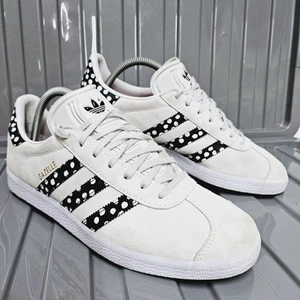 Adidas Gazelle Womans Size UK 8 Grey Suede Black White Polka-dot Trainers FX5511 - Picture 1 of 24