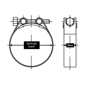 68mm-73mm T-Bolt Clamp for Performance Silicone Hose - Überclamp GBS W2 DIN 3017 - Picture 1 of 8