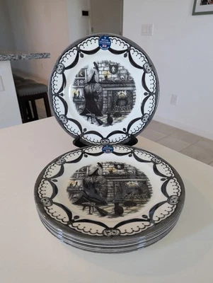 Juego de 6 platos de cena Royal Stafford Halloween casa embrujada bruja chimenea NUEVO Foto 1 de 4