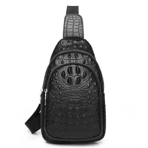 Vintage Genuine Leather Sling Bag Backpack for Men Crocodile Embossing Chest ... - Bild 1 von 9