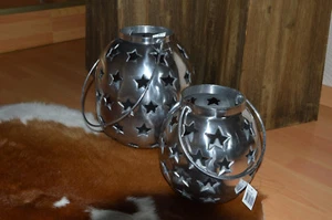 WINDLICHT LATERNE TEELICHT Aluminium poliert  Wohnungsdeko Stern Dekoration XXL - Bild 1 von 7