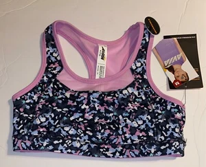 NEW Avia Girls Sports Bra Top Size Medium (7-8) Reversible Purple Floral - Picture 1 of 32