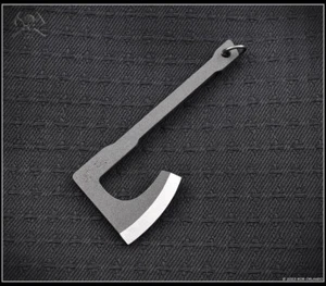 RMJ Tactical Mortifer Mini Tomahawk Pendant Dark Anthracite Nitro-V w/Sheath - Picture 1 of 3