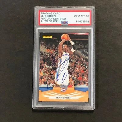 2009-10 帕尼篮球 #230 杰夫·格林签名卡亲笔签名 10 级 PSA/DNA 板 — 第 1/2 张图片