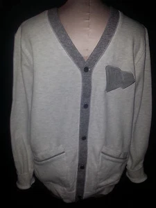 New ERA Mens Sweatshirt Sweater Embroidered Cardigan Button Front Gray Sz Large - Picture 1 of 12