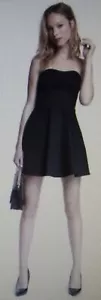 Vestido Express Talla 8 Negro Liso Sin tirantes con Correas Algodón Satén Ajuste y Destellos - Imagen 1 de 9