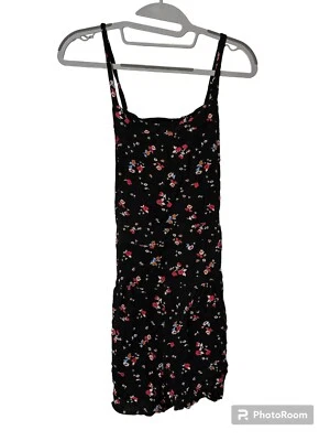 Pantalones Cortos Free People Sweet in the Streets Negros Florales Talla S Mameluco 0516-BA1 Foto 1 de 3