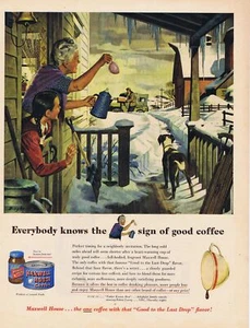 1946 Maxwell House Coffee Winter Mailman Grandma Barn Farm Print Ad - Picture 1 of 1