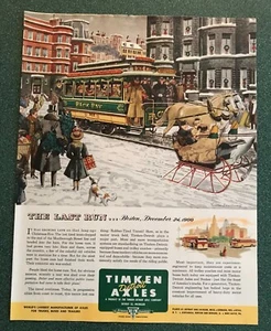Last of the Horse Drawn Trolley Trains, end of an era, Boston Christmas Eve Ad - Foto 1 di 1