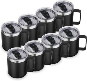 14oz Insulated Stainless Steel Coffee Mug with Lid Bulk 8 Pack, Travel Coffe Cup - Picture 1 of 6