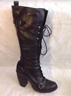 Office London Black Mid Calf Leather Boots Size 37