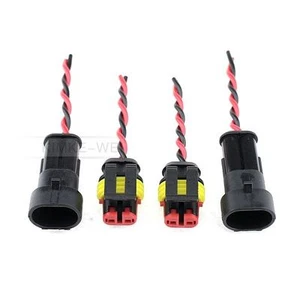 2 x 2-Polig Stecker Steckverbindung Wasserdicht Boot Stecker Kabel KFZ LKW Auto - Picture 1 of 7