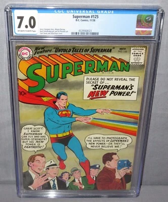 SUPERMAN #125 (Curt Swan & Stan Kaye Cover) CGC 7.0 FN/VF DC Comics 1958 - Image 1 of 3