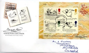 1988 Sg MS 1409 Edward Lear Minisheet Stuart First Day Cover Lancaster Cancel - Picture 1 of 1