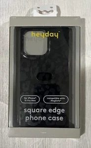 Heyday Square Edge Phone Case for iPhone 15 Pro Max Black Leopard Pattern - Picture 1 of 1