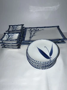 Japanese Sushi Set 2 Plates 6 Soy Bowls 5 Appetizer Dishes - Picture 1 of 7