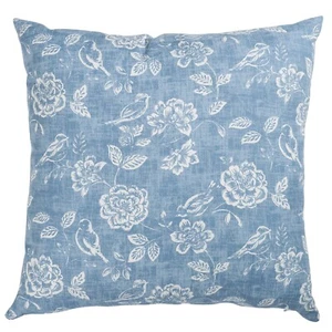 Denim Blue Cottagecore Country Birds Extra-Large Cushion. 23x23" XL Cover. - Picture 1 of 3