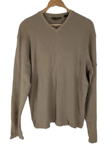 Timberland Beige Pullover Jumper Long Sleeves, Ribbed Stretch 90's Cotton Size L - Picture 1 of 12