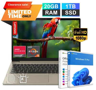 New Lenovo IdeaPad Laptop 15 6-Core Ryzen 5 20GB RAM 1TB SSD Backlit Al Copilot - Image 1 of 4