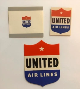 Original 3 Vintage United Air Lines Labels Stickers collector book find 70s - Picture 1 of 4