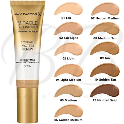 MAX FACTOR Miracle Second Skin Hybrid Foundation Coconut Oil SPF20 *ALL SHADES* - Image 1 of 4