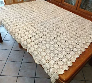Mantel vintage hecho a mano de encaje pesado de ganchillo para vacaciones 57x47 rectángulo Ercu - Imagen 1 de 12