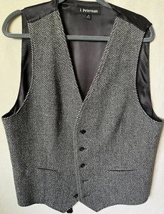 J. Peterman 5 Knopf grau Fischgrät Weste, 80% Wolle, groß - Bild 1 von 5