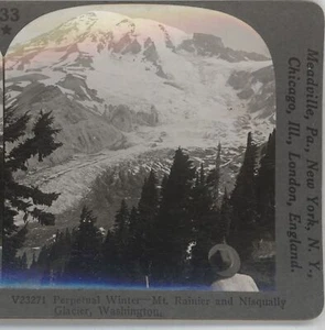 Mt. Rainier & Nisqually Glacier Perpetual Snow WA Stereoview um 1910 - Bild 1 von 3