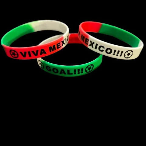 LOT OF 3 - Team Mexico Soccer Wristbands Bracelets Red White Green Soccer Cover