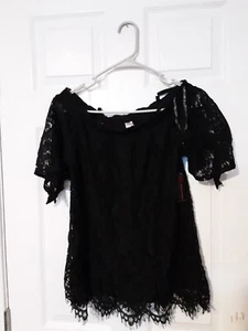 No Boundaries Women's Black Short Sleeve Off Shoulder Lace Blouse S (3-5) - Picture 1 of 10