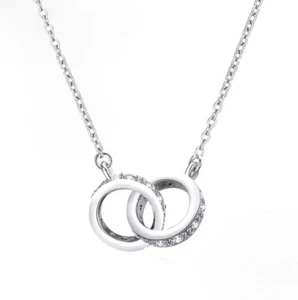 Halskette Kette Anhänger Damen Creolen Eternity Kreis Schmuck - Bild 1 von 5