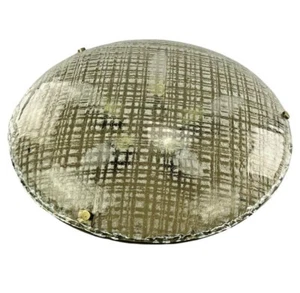 60er 70er Jahre Lampe Leuchte Plafoniere Flush Mount Ice Glas Hillebrand 60s  - Bild 1 von 12