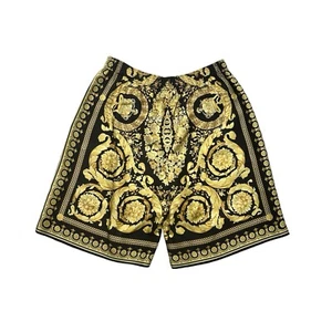 New Versace Barocco Print Gold/Black Silk Shorts Size 32US/48EU - Picture 1 of 9